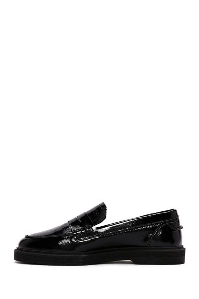 Derimod Black Patent Leather Women's Loafer - Masculine 24sfd420216