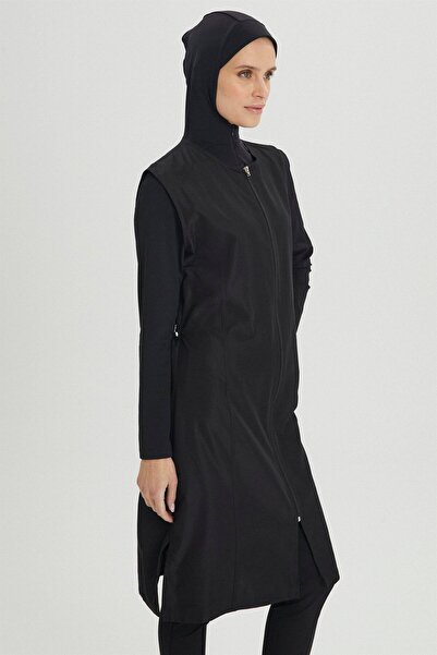 Zühre 2 τμχ Μαύρο Ολόσωμο Μαγιό με Λεπτομέρεια Κουκούλα ZM-0019