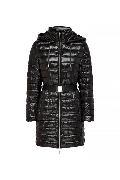 ONLY Hooded Belt Detailed Midi Puffer Coat Women's Winter
