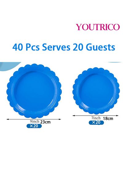 Youtrico Disposable Tableware 40 Pieces 23/18cm Ideal For 20 People-wedding Plating/birthday Party