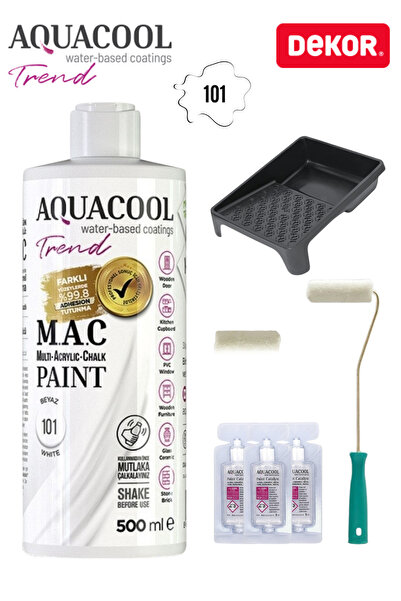 Aquacool Trend Su Bazlı Akrilik Hobi Boya 500 ml Rulo Katalizör Boyacı Tavası Hibrit Dönüşüm Boyası Seti Beyaz