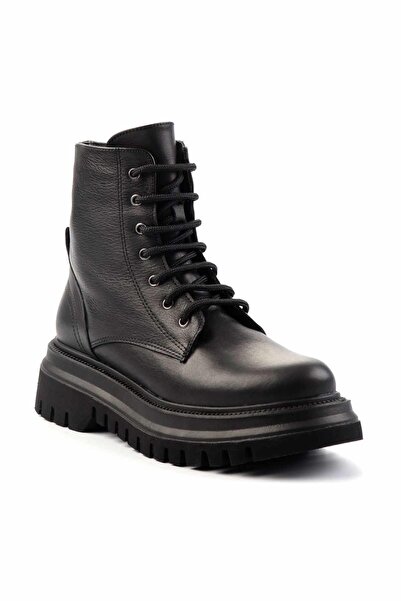 Bambi Siyah Hakiki Deri Kadın Bot & Bootie K02553870103