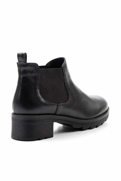 Bambi Siyah Hakiki Deri Kadın Bot & Bootie K02351315503