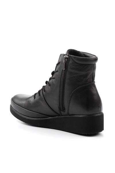 Bambi Siyah Hakiki Deri Kadın Bot & Bootie K02586160303