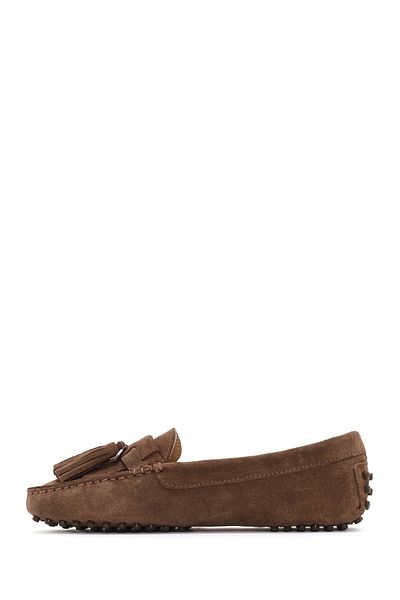 Derimod Suede Leather Women's Loafer - Mink Tassel Detail, Model No: 24SFD290710