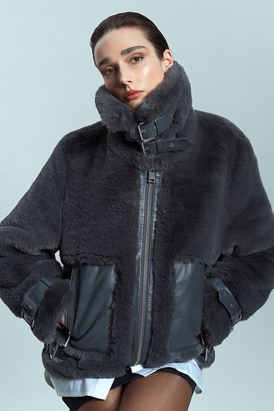 Derimod Kitzbuhel Women's Gray Teddy Coat 24Wgp5231Ff