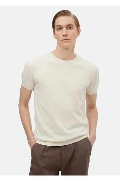 Ramsey Πλεκτό εκρού Crew Neck Απλό Πλεκτό 100% Βαμβάκι