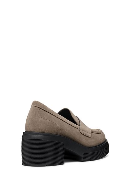 Geox Women's Mink Thick Heeled Suede Genuine Leather Masculine Casual Loafer Shoes D46Wwd00022C6029