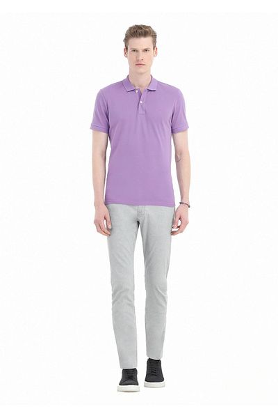 Ramsey Μπλουζάκι Polo Neck Purple Printed 100% βαμβάκι