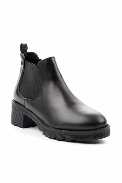 Bambi Siyah Hakiki Deri Kadın Bot & Bootie K02351315503