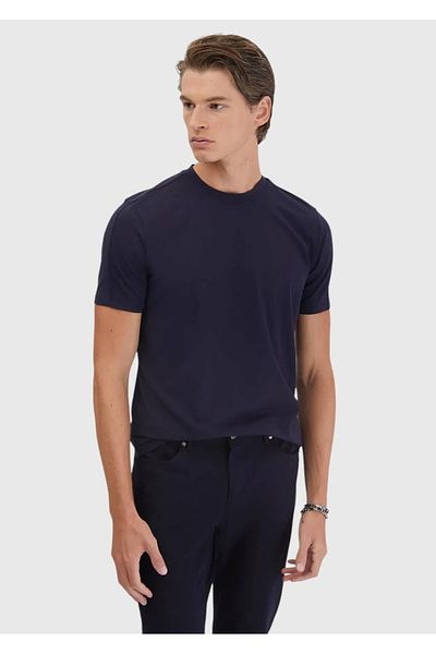 Ramsey Μπλουζάκι με λαιμόκοψη Navy Blue