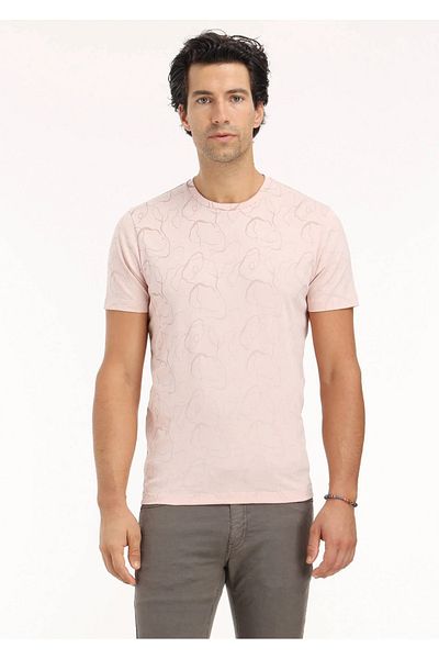 Ramsey Tricou 100% bumbac cu decolteu rotund imprimat roz