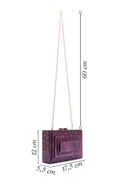 Derimod Women's Burgundy Long Chain Strap Mini Box Portfolio Bag 24Wbd2876Pv