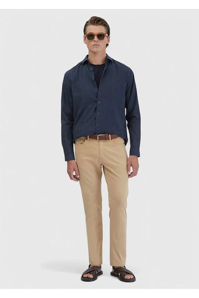 Ramsey Πουκάμισο Navy Blue Printed Casual Fit Woven Casual 100% βαμβάκι