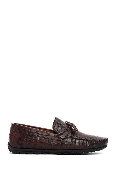Derimod Loafer din piele pentru bărbați cu model de crocodil maro - 24sfd6573e3