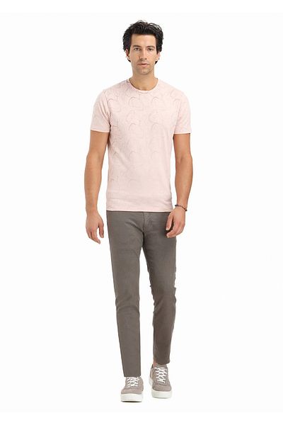 Ramsey Tricou 100% bumbac cu decolteu rotund imprimat roz