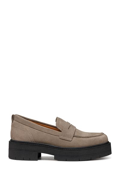Geox Women's Mink Spherica Ec7 Suede Genuine Leather Masculine Casual Loafer Shoes D36Vdı00022C6029