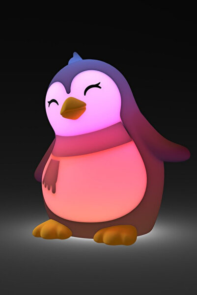 DHINK Siyah Beyaz Penguen Silikon Gece Lambası