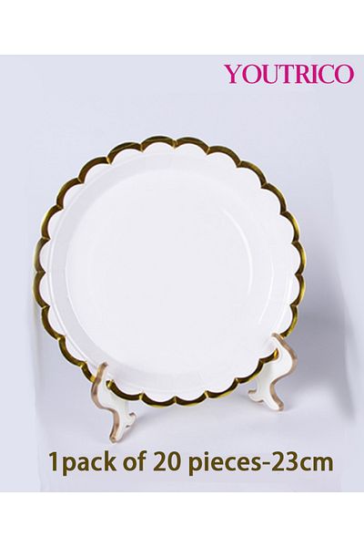 Youtrico Disposable Tableware 20 Pieces-23cm Ideal For Wedding Plating/birthday Party Table Decoration