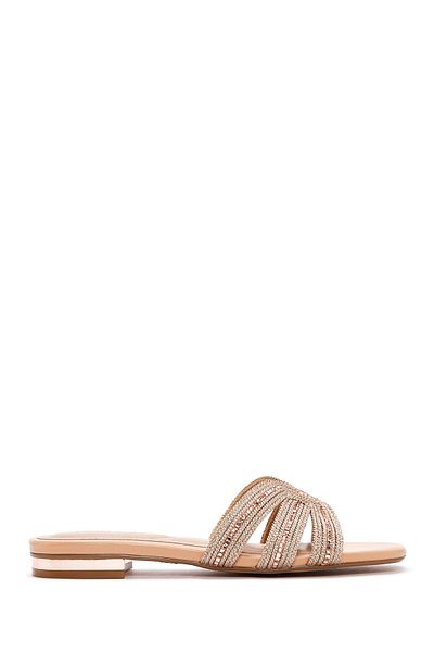 Derimod Women's Beige Stone Slippers 25Sfd 440114