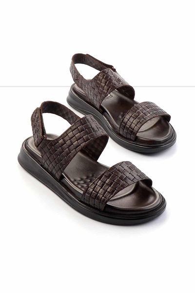 Bambi Brown Leather Men's Sandals E05433012603