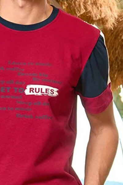 Mavelle Men's Burgundy Short Sleeve Pajama Set with Pockets 25925