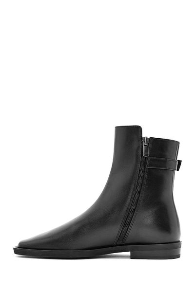 Derimod Women's Black Zippered Leather Boots 24Wfd 142518