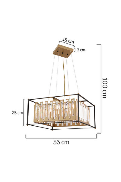 Apliqa Lustra Cristal HubRom, ADRAN 3916-06-BL-FR 56x100 cm 6xE14-40W Negru /Antiq