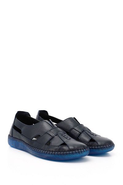 GÖNDERİ(R) Women's / Girls Navy Blue Gön Genuine Leather Women's Casual Shoes 42439