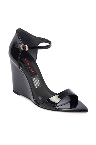 Tergan Siyah Rugan Hakiki Deri Kadın Dolgu Topuklu Ayakkabı - K24Y1AY67252-A07