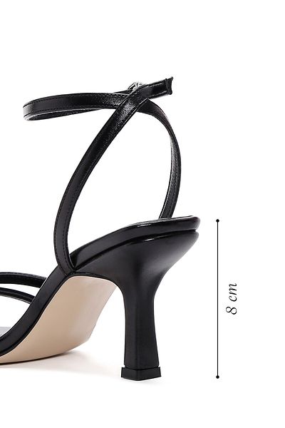 Derimod Women's Black Ankle Strap Heeled Shoes Sandals 25Sfe390018