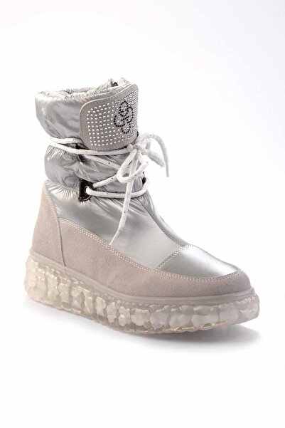 Bambi Parlak Gümüş Kadın Bot & Bootie K02102031467