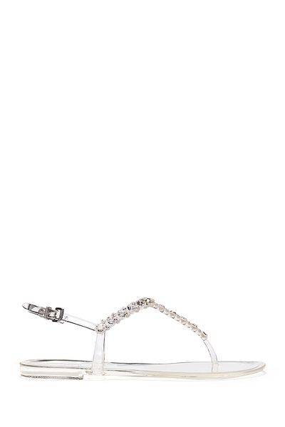 Derimod Women's Transparent Flip Flops Stone Jelly Sandals 25Sfe4906Pv