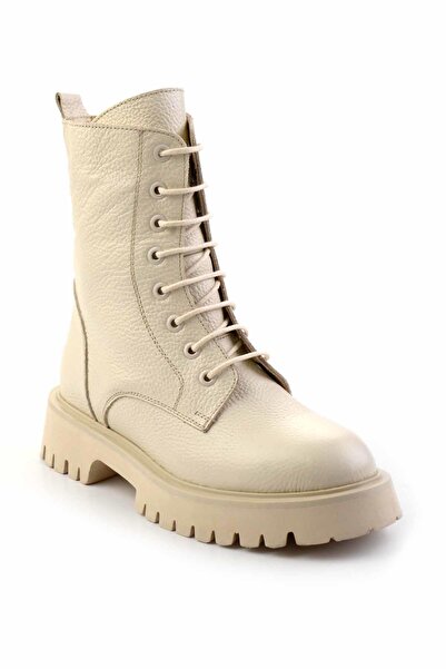 Bambi Bej Leather Kadın Bot & Bootie K02044002345