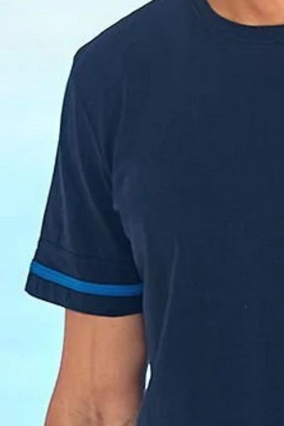 Mavelle Men's Navy Blue Short Sleeve 100% Cotton Print Detailed Shorts Set 25941