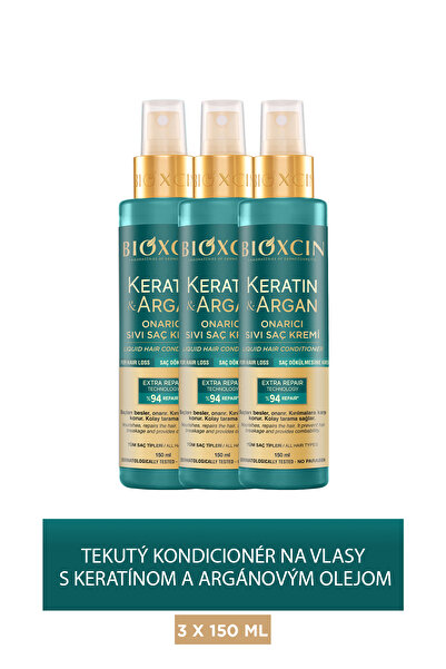 Bioxcin Tekutý kondicionér na opravu keratínu a arganu 150 ml SADA 3 ks