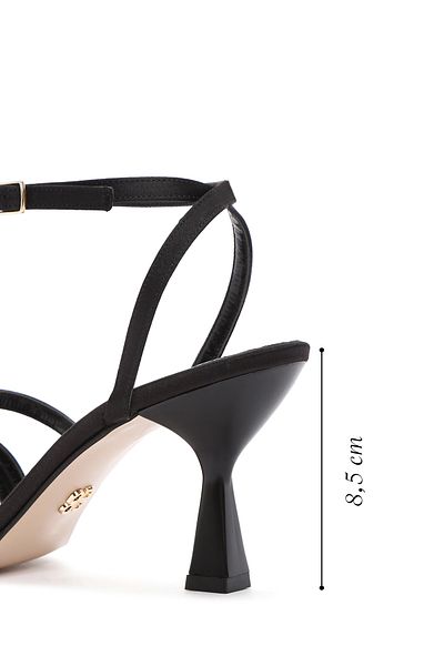 Derimod Women's Black Ankle Strap Heeled Shoes Sandals 25Sfe39046F