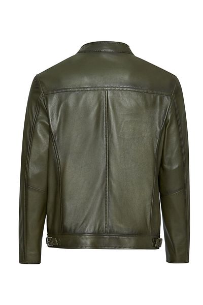 Derimod Lucas Men's Khaki Judge Collar Leather Jacket 24Wge 654447