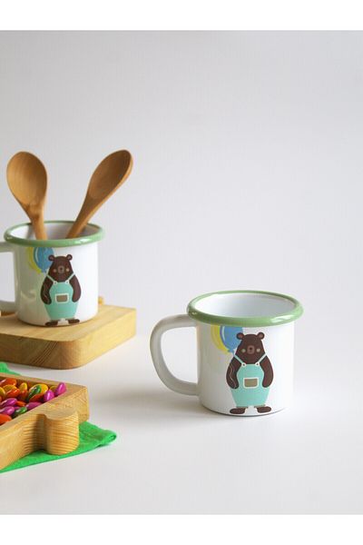 Elifle Enamel Children's Cup - 250 ml Small Cup, Tea, Coffee, Lemonade Drink Series