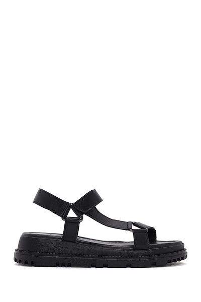 Derimod Women's Black Ankle Strap Leather Comfort Sandals 25Sfd 300318