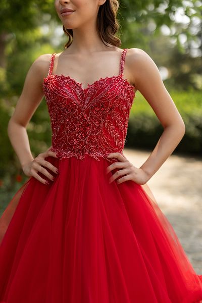 berissima bride Minerva Engagement Toilet - Henna Dress, Imported Jablonex Lace Embroidered, Ruffle Detailed Skirt