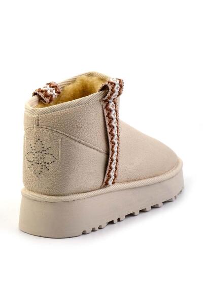 Bambi Bej Süet  Kadın Panduf K02855115002