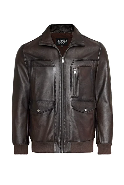Derimod Bryan Men's Brown Leather Jacket 24Wge 655147
