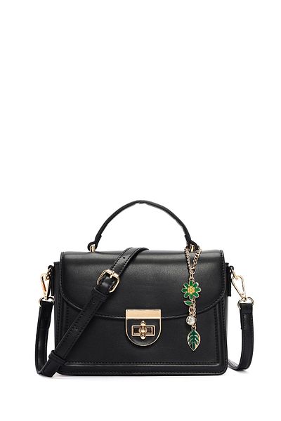 Derimod Women's Black Long Strap Crossbody Bag with Accessory Detail 25Sbd 260118