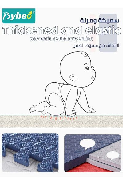 BYBEO 36PCS Soft EVA Baby Play Mat, Composable Babies Play Pen Tummy Time Playmat & Crawling Mats for Infa