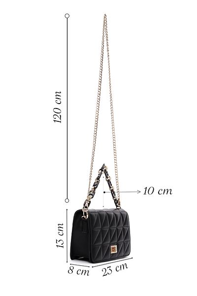 Derimod Women's Black Long Strap Quilted Crossbody Bag 25Sbd2910Kp