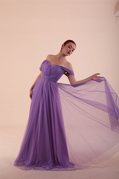 berissima bride Βραδινό φόρεμα από τούλι με ντραπέ στο στήθος