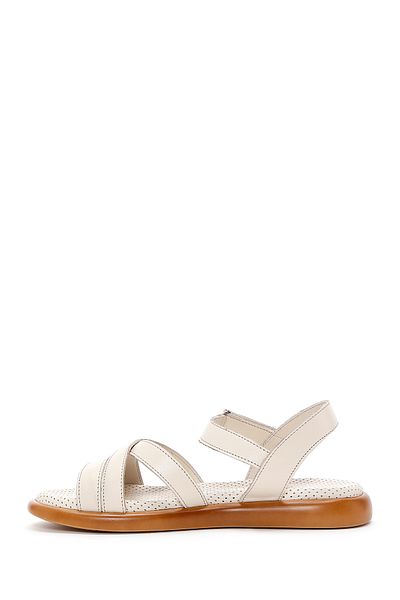Derimod Women's Beige Ankle Strap Genuine Leather Sandals 25Sfd360618