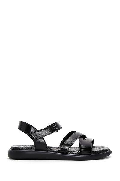 Derimod Women's Black Ankle Strap Genuine Leather Sandals 25Sfd360618