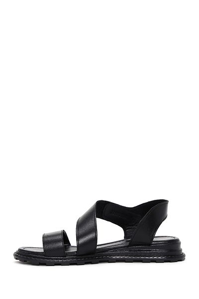 Derimod Women's Black Ankle Strap Genuine Leather Sandals 25Sfd350118